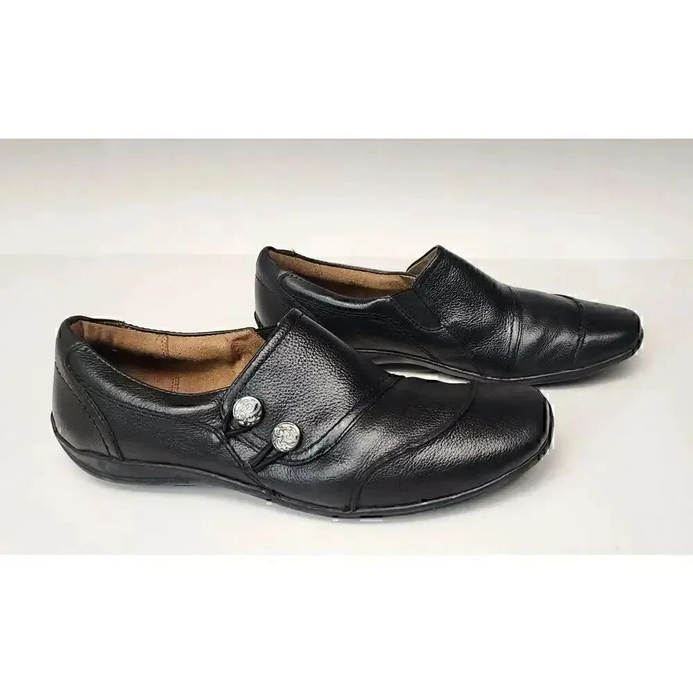 Naturalizer Women’s Black Leather Loafers Flat Shoes Size 9.5M
